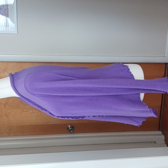 Cynthia Rowley Cashmere Sweater Long Sleeve Open Front Ruffles Purple M - Picture 3 of 7